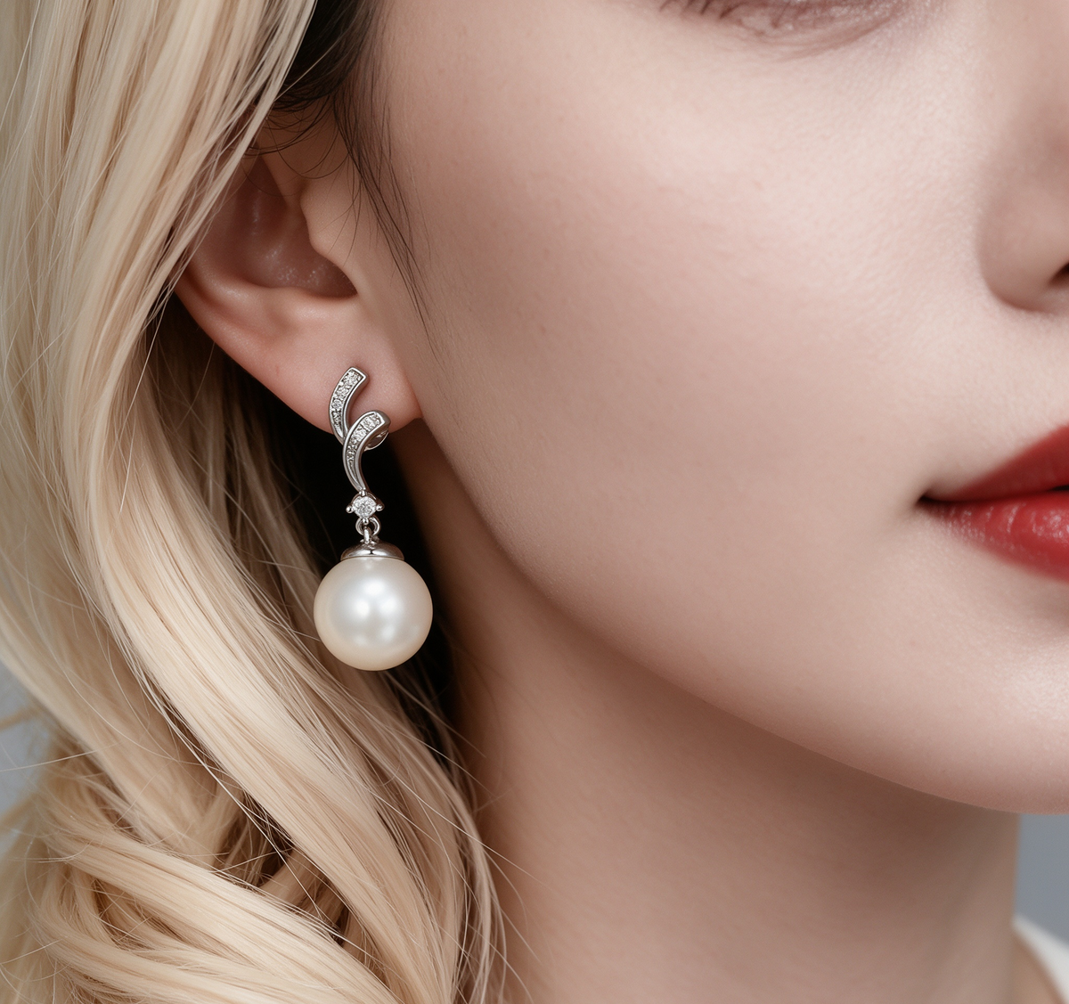 925 Silver Leaf-Inspired Pearl Drop Earrings