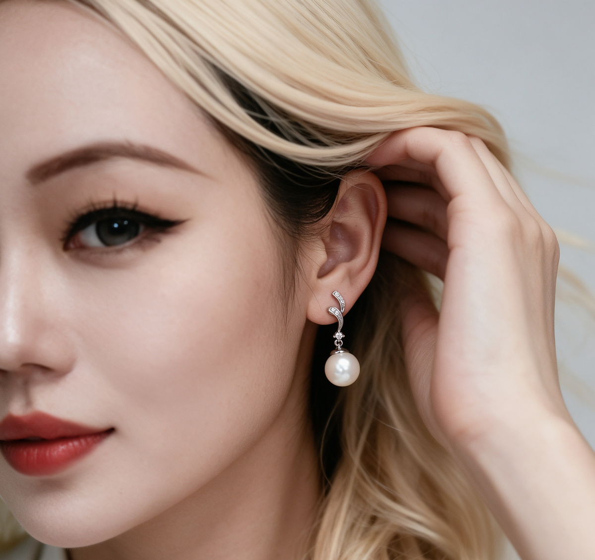 925 Silver Leaf-Inspired Pearl Drop Earrings